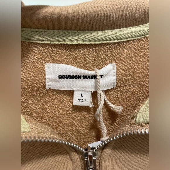 Men’s 1/4 Zipper Pullover Sweater Large Tan Front Pocket Collar Sweatshirt New - Picture 12 of 13